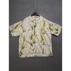 Tommy Bahama shirt 2XL Beige Palms button-up Camp Hawaiian 100% Silk Shirt